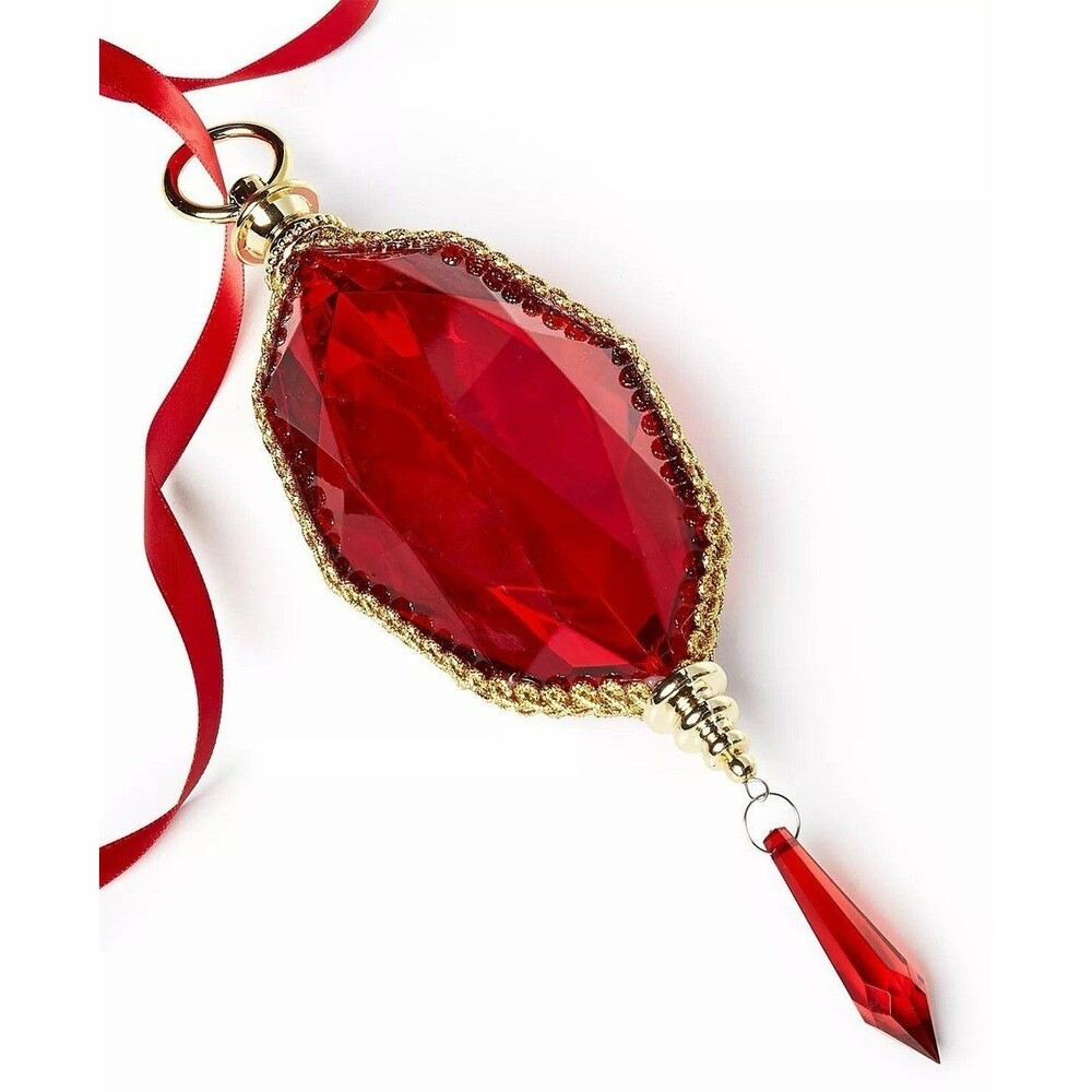 Macy’s Holiday Lane Electric Gems Red Hanging Gem Plastic Christmas Ornament